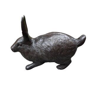 Vtg Cast Metal Bunny Rabbit Hare Sculpture Figurine Decor Easter Spring Garden